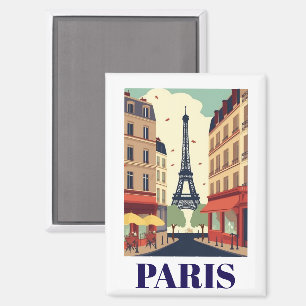 Imán Vista vintage de la Torre Eiffel de París Viaje