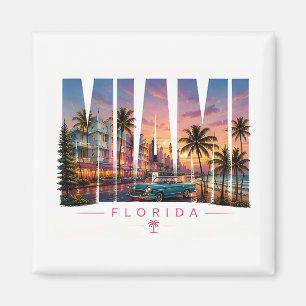 Imán 🌴 Vistas costeras de viaje a Miami Beach 🌴