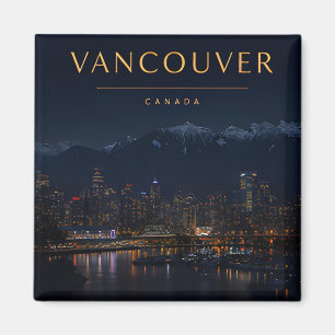 Imán Vistas nocturnas de montañas en Vancouver, Canadá