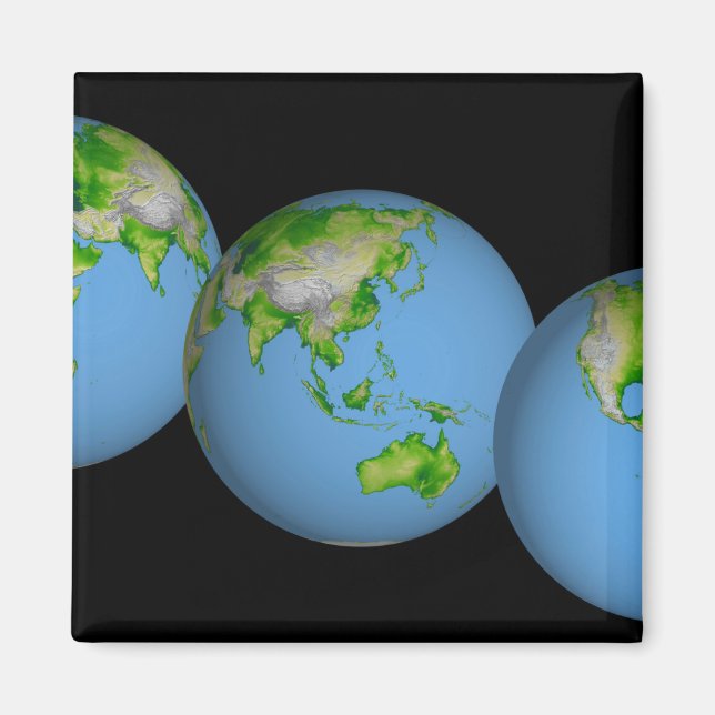 Imán Vistas topográficas del mundo (Frente)