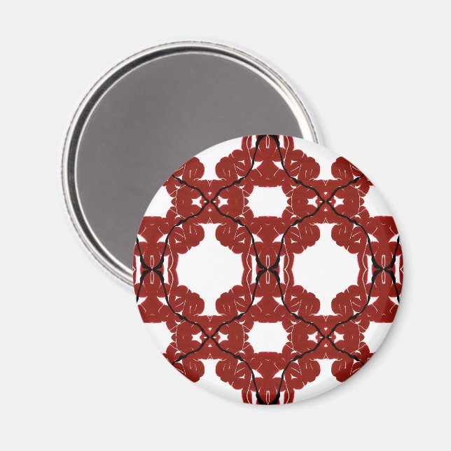 Imán Vitae Abstract Red and Black on White Fluid Art (Anverso/Reverso)