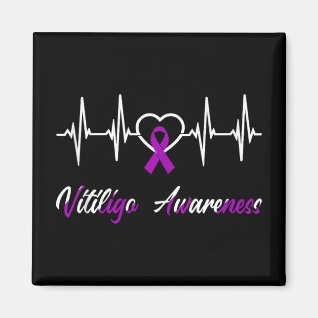 Imán Vitiligo Conciencia Heartbeat Amor Cinta púrpura S (Frente)