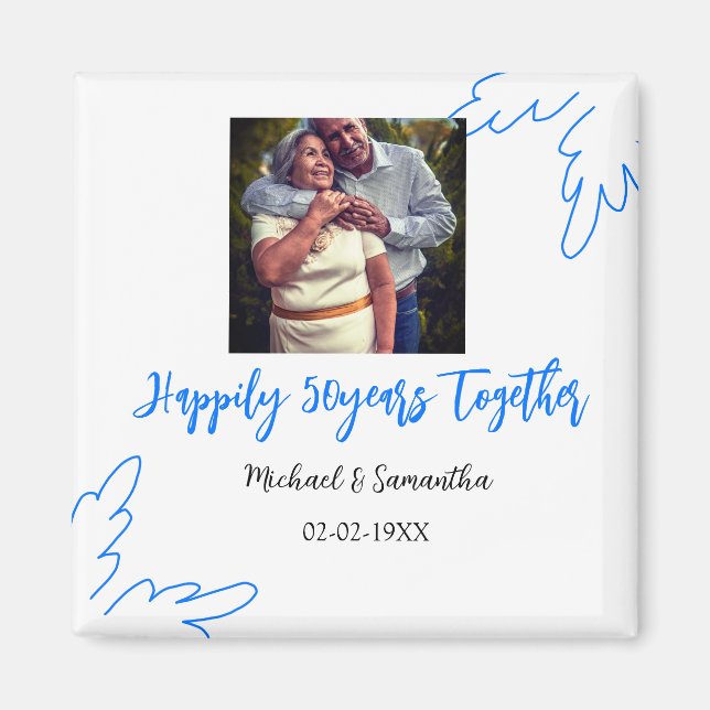 Imán vitoreando a 50 años de aniversario nombre de foto (Frente)
