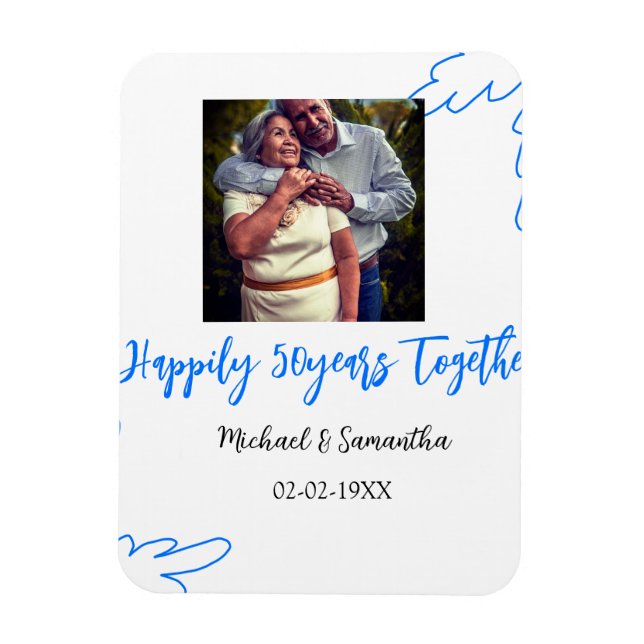 Imán vitoreando a 50 años de aniversario nombre de foto (Vertical)