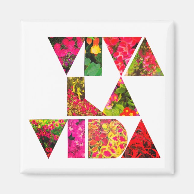 Imán VIVA LA VIDA White Floral Letters Square (Frente)