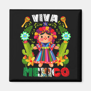 Imán Viva México chica mexicana flores día de la indepe
