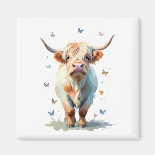 Imán Vivero de vaca Highland Pintura Adorable Fun Anima