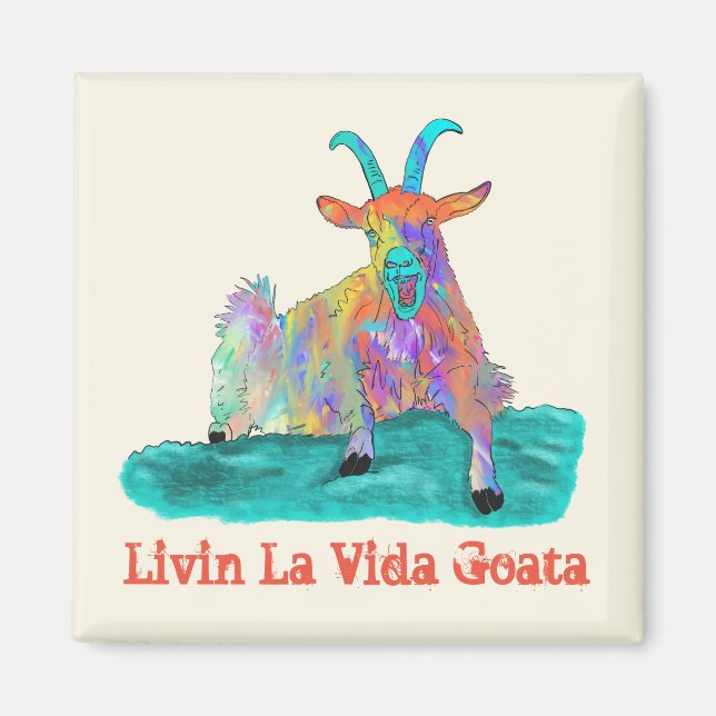 Imán Viviendo La Vida Cabra Gritando Cabra Animal Diver (Frente)