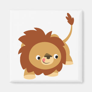 Imán vivo lindo del león del dibujo animado