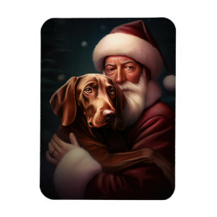 Imán Vizsla con Navidades festivos de Santa Claus