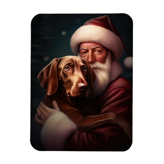 Imán Vizsla con Navidades festivos de Santa Claus (Vertical)
