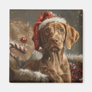 Imán Vizsla Perro Festivo de Navidad