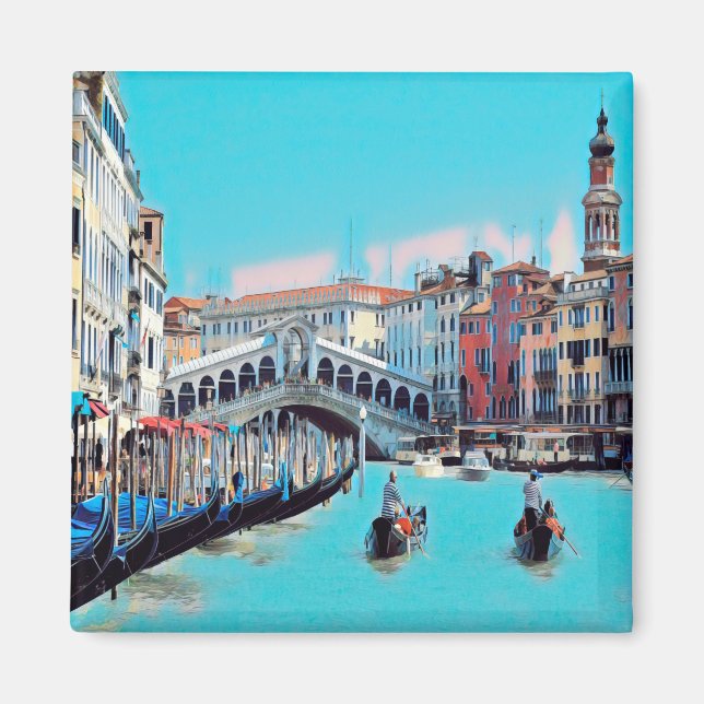 Imán VNT006 VENECIA, RIALTO, Góndolas, Italia, Frigoríf (Frente)