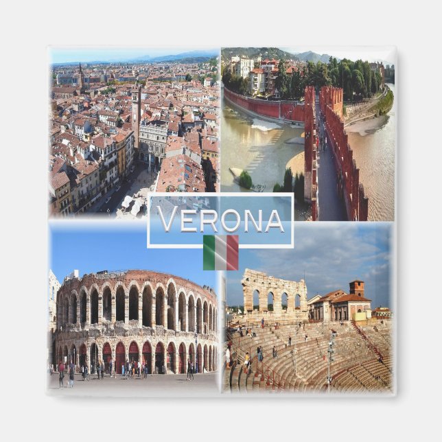 Imán VNT009 VERONA, Mosaico, Véneto, Italia, Fridge (Frente)