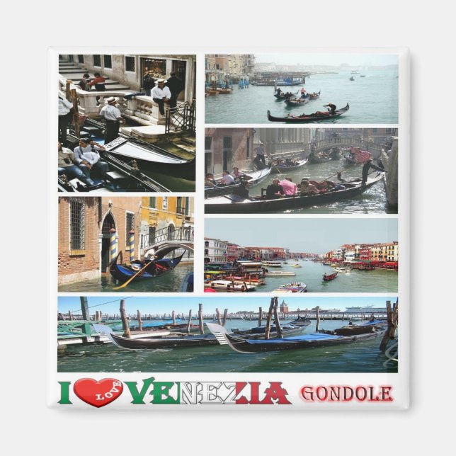 Imán VNT035 VENECIA, I Love, Gondolas, Italia, Fridge (Frente)