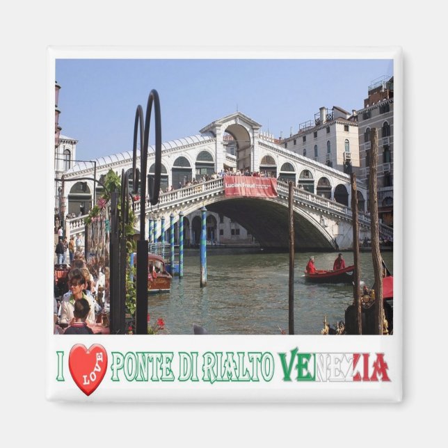 Imán VNT048 VENECIA, RIALTO BRIDGE I Love, Italia, Frid (Frente)