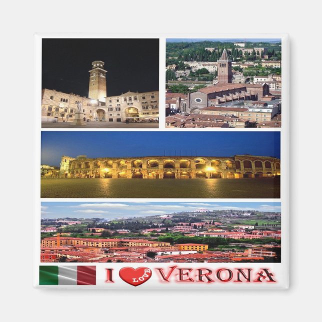 Imán VNT090 VERONA I Love, Mosaic, Italia. Frigorífico (Frente)