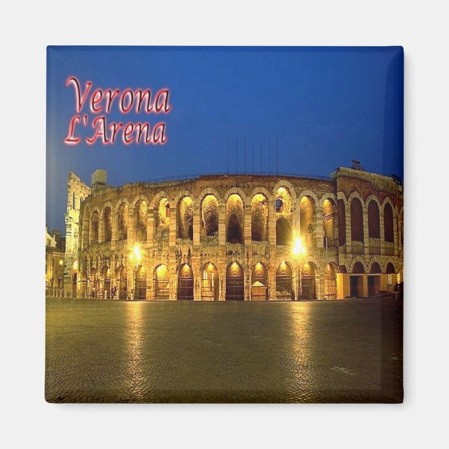 Imán VNT096 VERONA, ARENA de noche, Italia, Fridge (Frente)