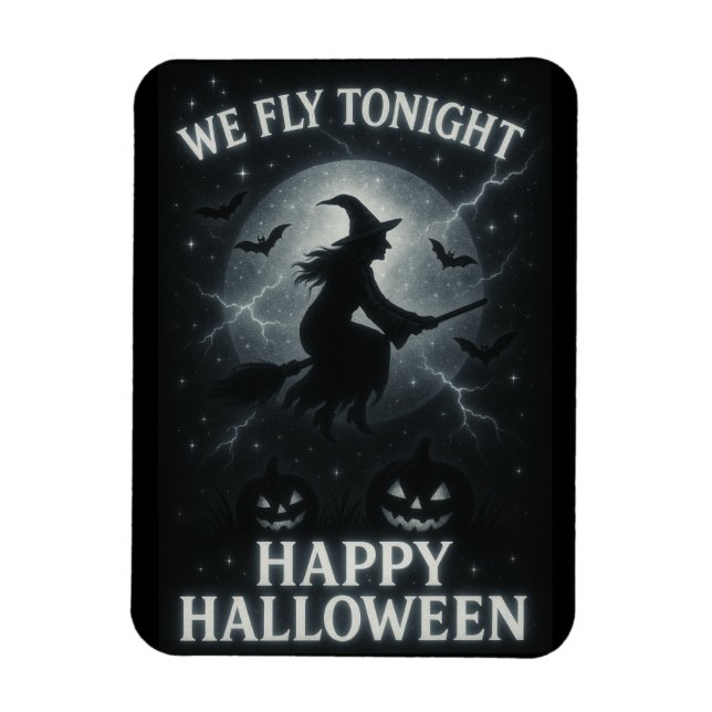 Imán Volamos Esta Noche Platinum/Black Halloween Magnet (Vertical)