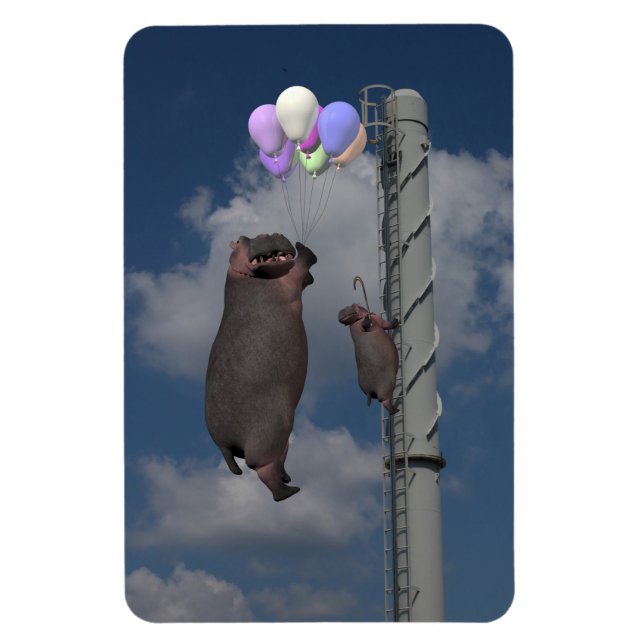 Imán Volando Hipopótamo (Vertical)