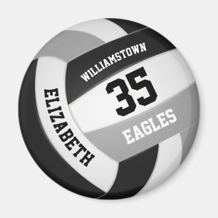 Imán voleibol de colores de la escuela gris negra