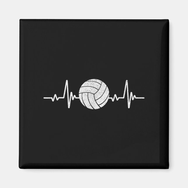 Imán Voleibol Lover Hearbeat Vintage Voleibol Retro (Frente)