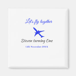 Imán Volemos juntos el primer avión de cumpleaños azul