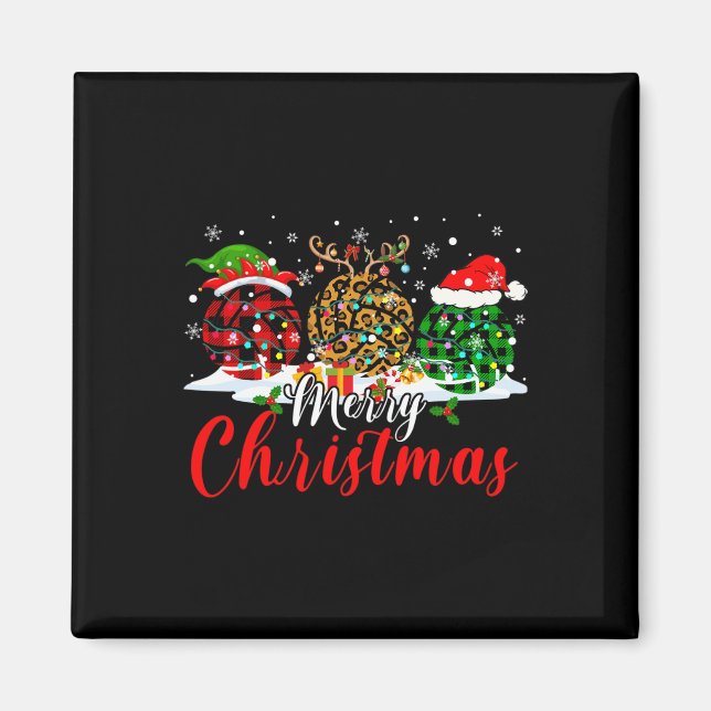 Imán Voley de reno Santa Elf en leopardo de navidad (Frente)