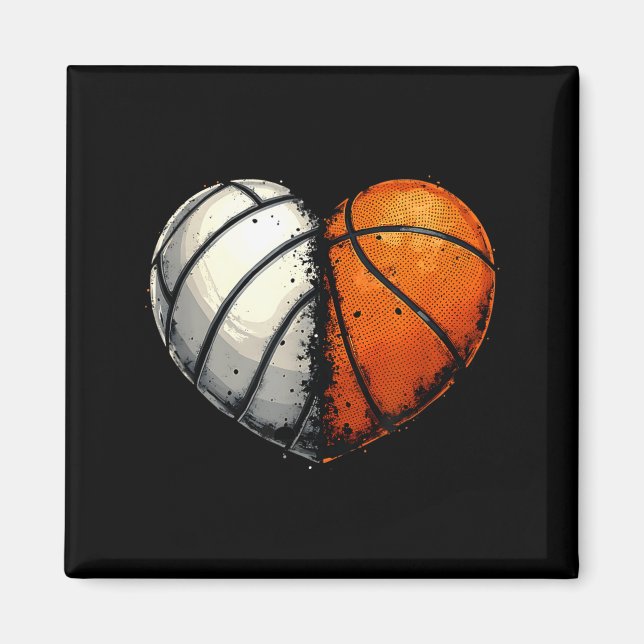 Imán Volleyball Basketball Ball Heart Srts Lover Valent (Frente)