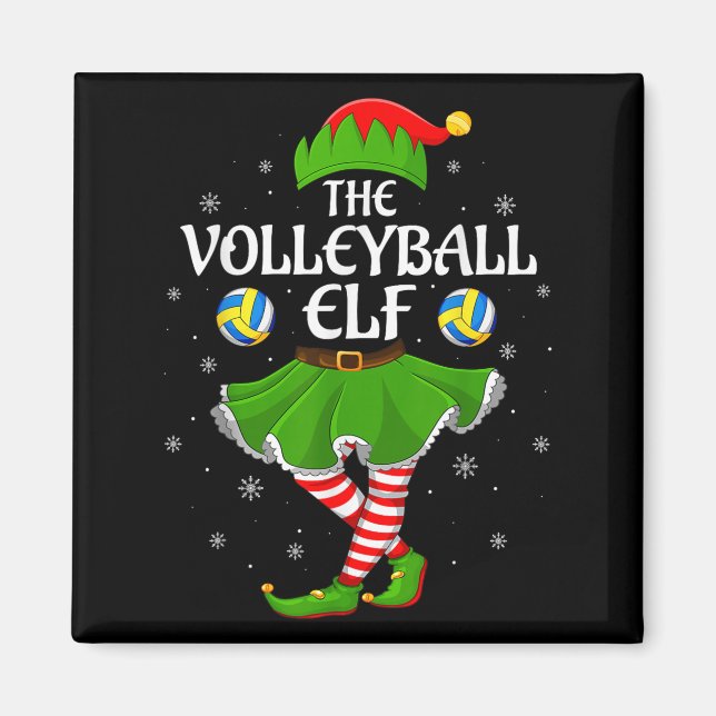 Imán Volleyball Elf Christmas Family Girls Women Elf Sq (Frente)