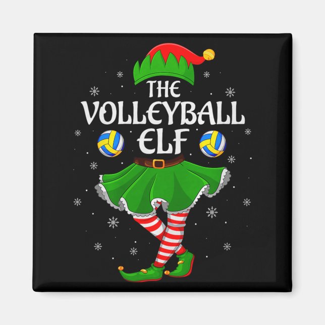 Imán Volleyball Elf Christmas Family Girls Women Elf Sq (Frente)