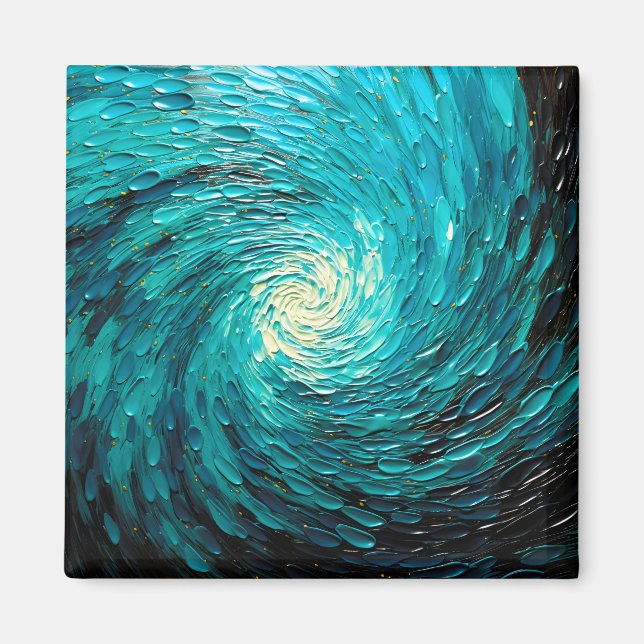Imán Vórtice abstracto de océano turquesa (Frente)
