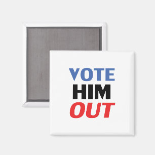 Imán Vota por él. Tipografía moderna en blanco y azul.
