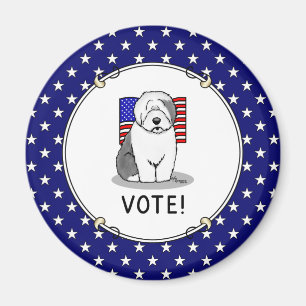 Imán ¡Votar! El viejo perro pastor inglés Gray 1 Cuelme