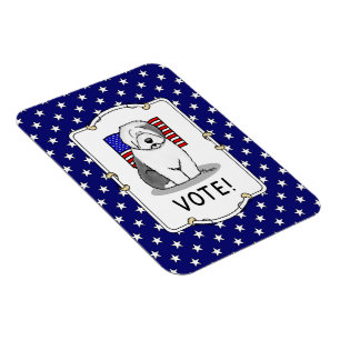Imán ¡Votar! El viejo perro pastor inglés Gray 1 Cuelme