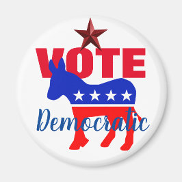 Imán VOTE democrático con burro patriótico y estrellas