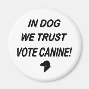Imán Vote Perro con botón de texto negro