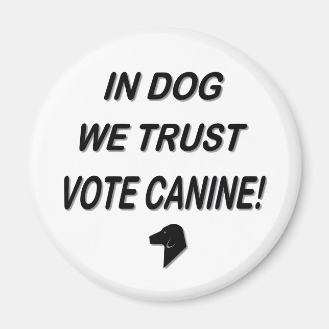 Imán Vote Perro con botón de texto negro (Frente)