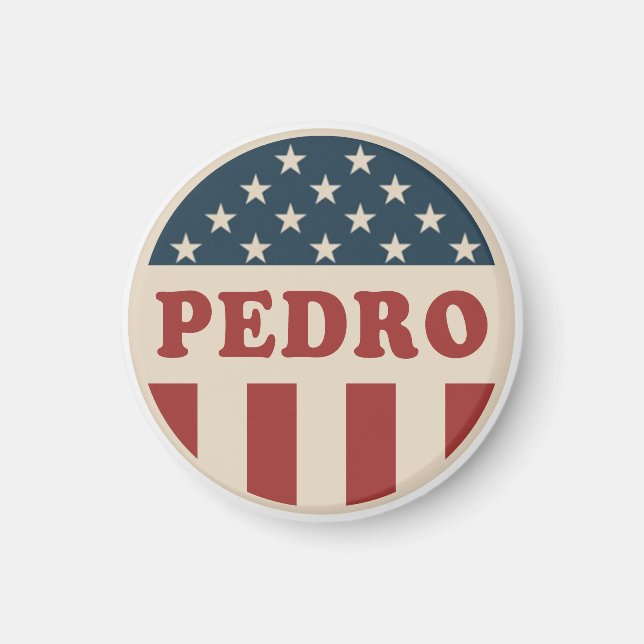 Imán Voto por Pedro Clásico botón de voto retro-estadou (Frente)