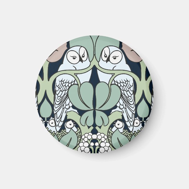 Imán Voysey Art Nouveau Owl Nest Pattern Magnet (Frente)