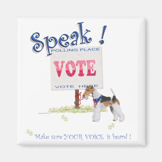 Imán Voz de Votación del Wire Fox Terrier (Frente)
