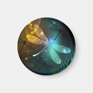 Imán Vuelo de libélula luminosa verde