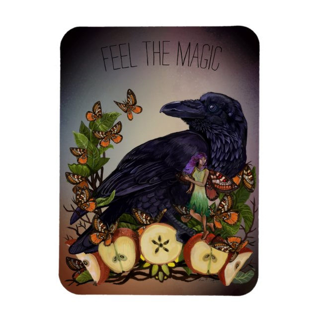 Imán Vuelos de Fantasy Raven Fery Art Postcard (Vertical)