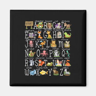Imán Vuelta al cole niños animales lindos A-z alfabeto