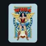 Imán W84 | Insignia de personaje de mujer de historieta<br><div class="desc">Mujer Maravilla (1984) | Una insignia retro estilo libro de historietas de Wonder Woman que muestra la sobrecarga escrita "WW84".</div>