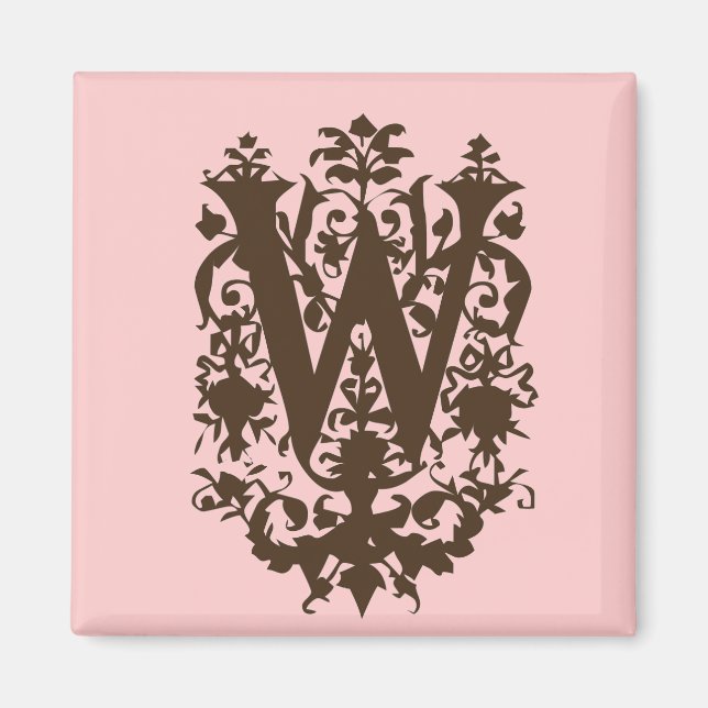Imán W - Monograma barroco ordenado (Frente)