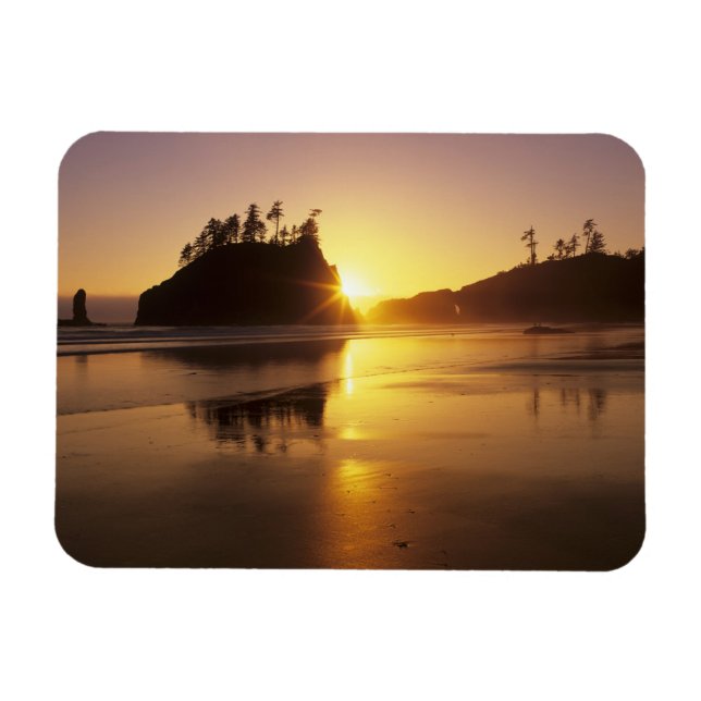 Imán WA, Olympic NP, Second Beach al atardecer (Horizontal)