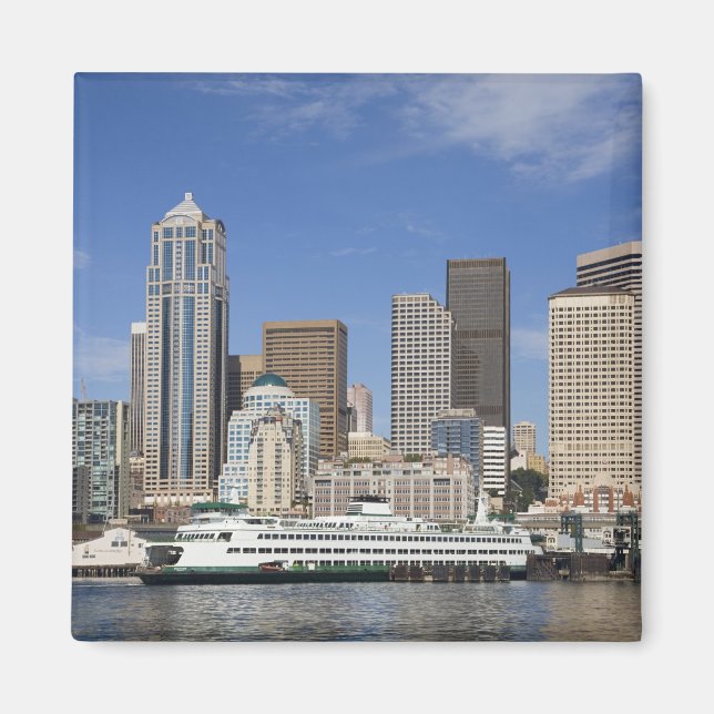 Imán WA, Seattle, horizonte de Seattle con ferry (Frente)