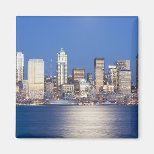 Imán WA, Seattle, horizonte de Seattle y bahía de Ellio