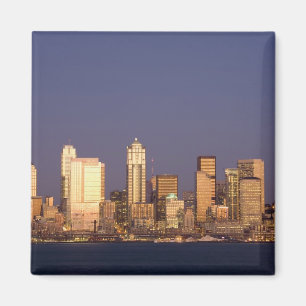 Imán WA, Seattle, horizonte de Seattle y bahía de Ellio